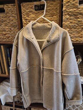 Banana Republic  Light Coco Faux-Shearling Barn Jacket Reversible